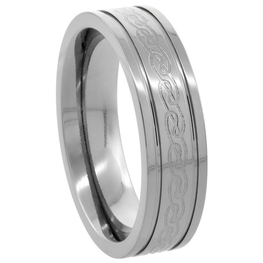 6mm Titanium Wedding Band Etched Celtic Knot Ring